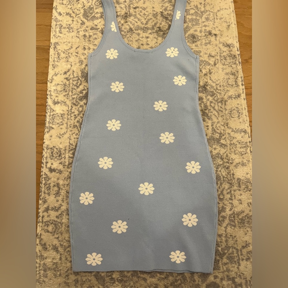 Blue tank dress with flowers